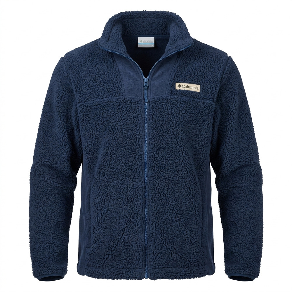 Columbia Rugged Ridge II Sherpa Fleece Jacket Men's Size M Navy Full Zip